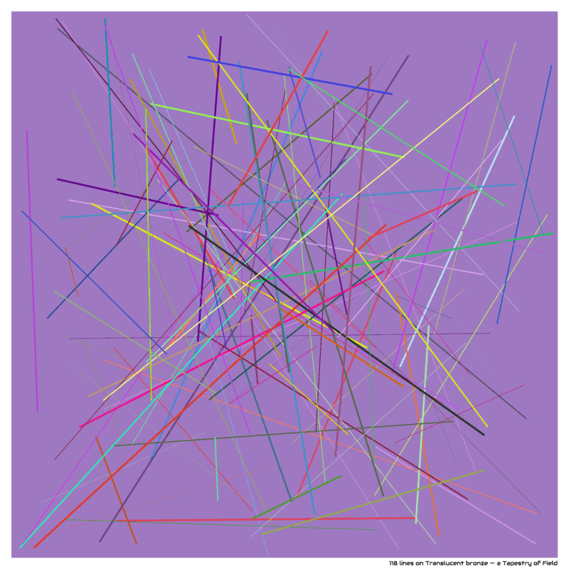 118 lines on Translucent bronze — a Tapestry of Field