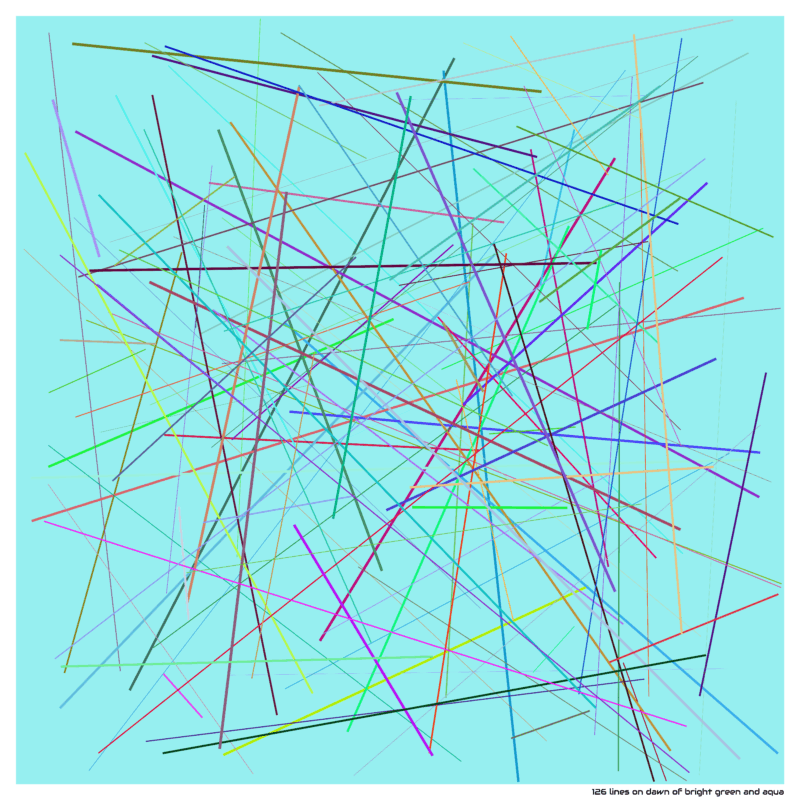 126 lines on dawn of bright green and aqua