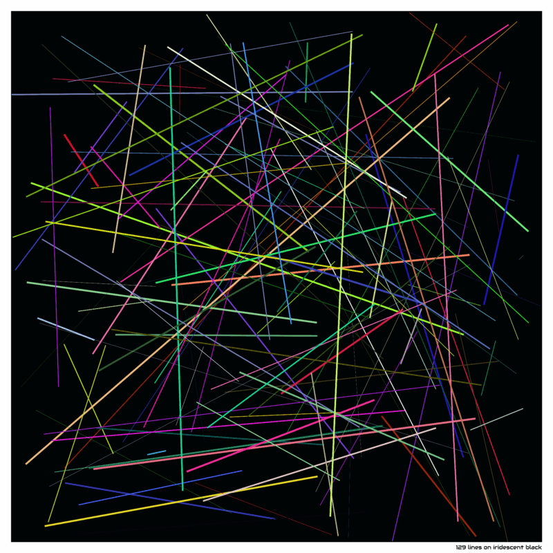 129 lines on iridescent black