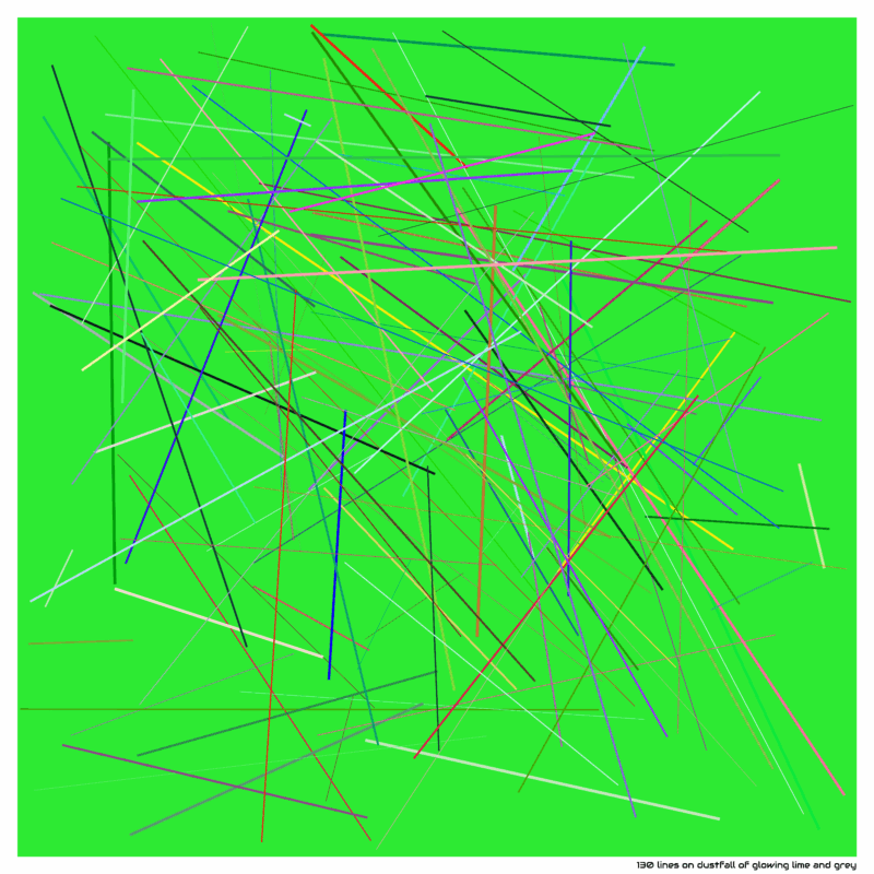 130 lines on dustfall of glowing lime and grey