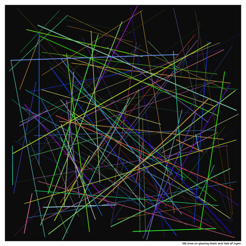 135 lines on glowing black and tale of hymn