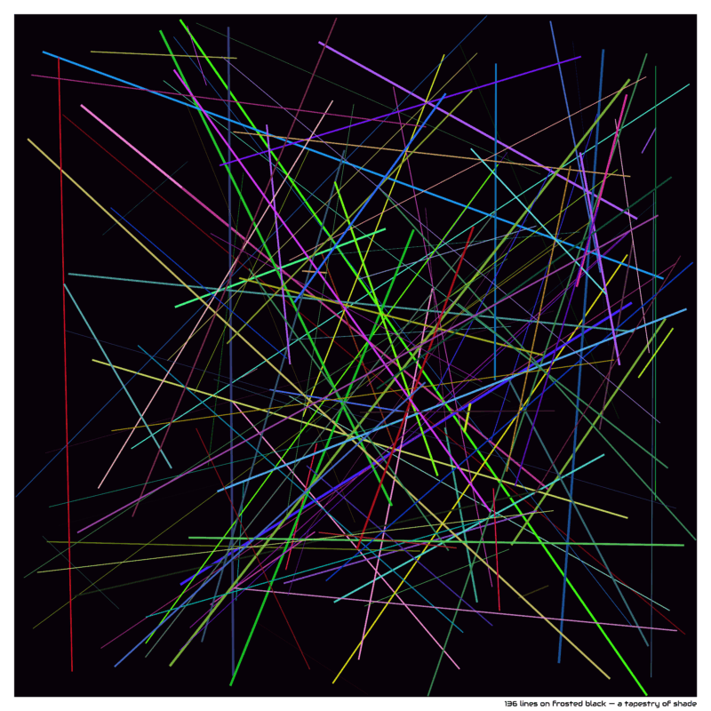136 lines on frosted black — a tapestry of shade
