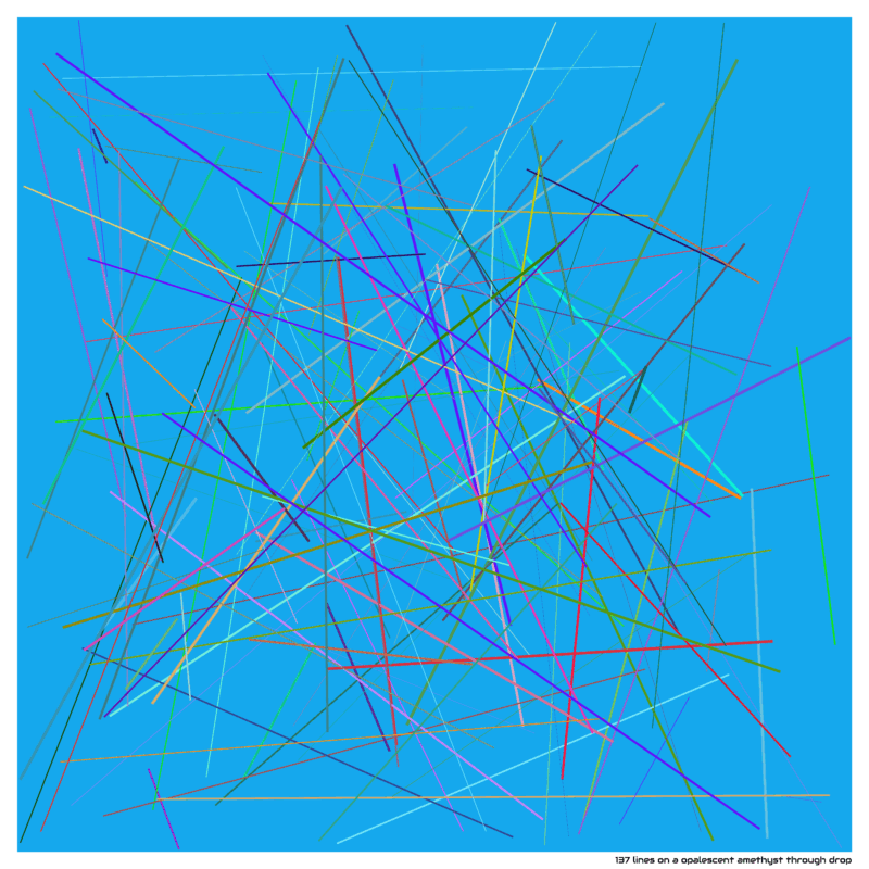137 lines on a opalescent amethyst through drop