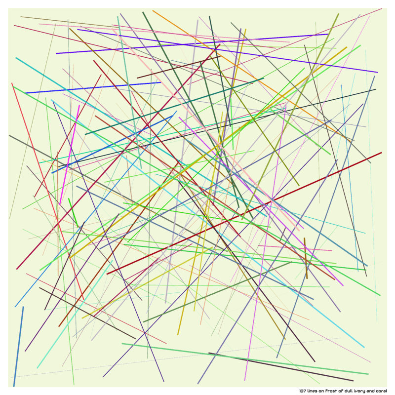 137 lines on frost of dull ivory and coral