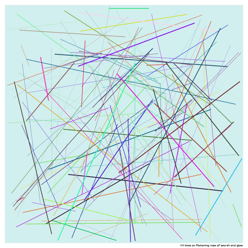 141 lines on flickering rose of secret and glow
