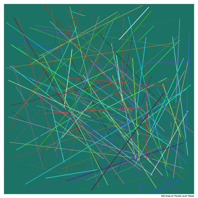 155 lines on forest over flame
