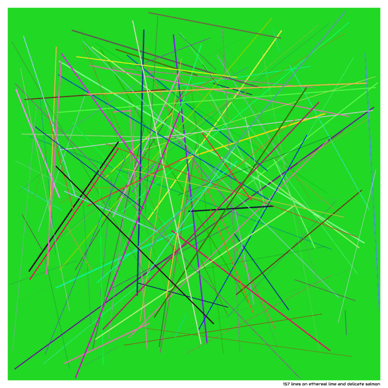 157 lines on ethereal lime and delicate salmon