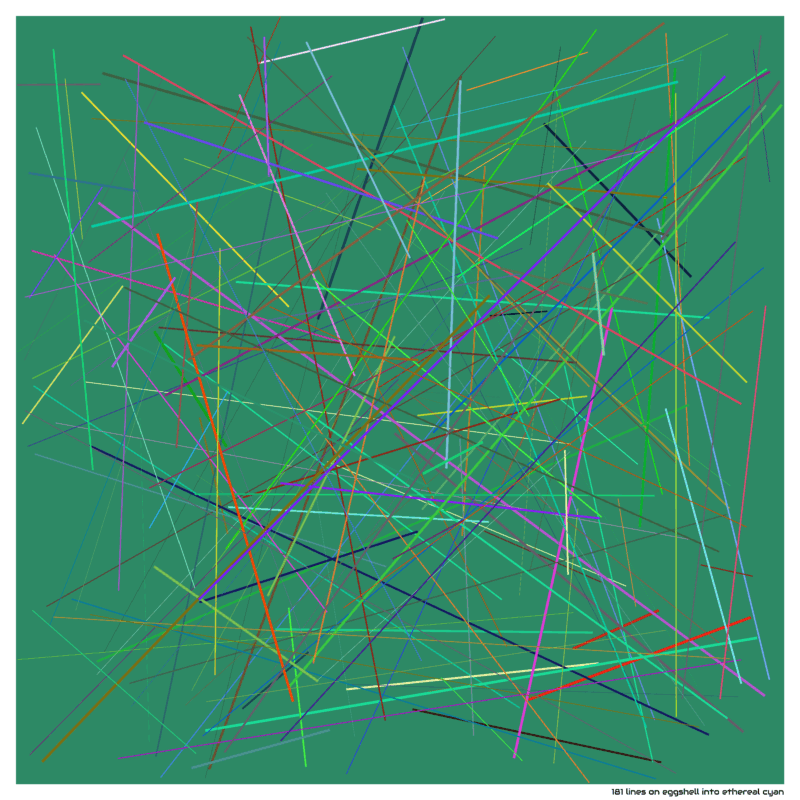 181 lines on eggshell into ethereal cyan
