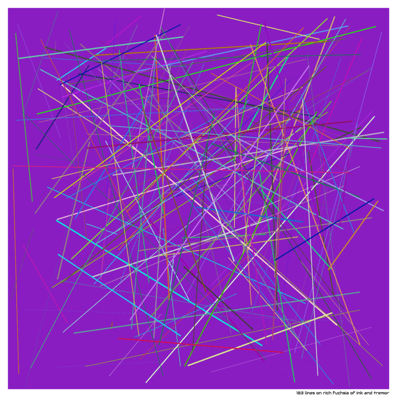 183 lines on rich fuchsia of ink and tremor