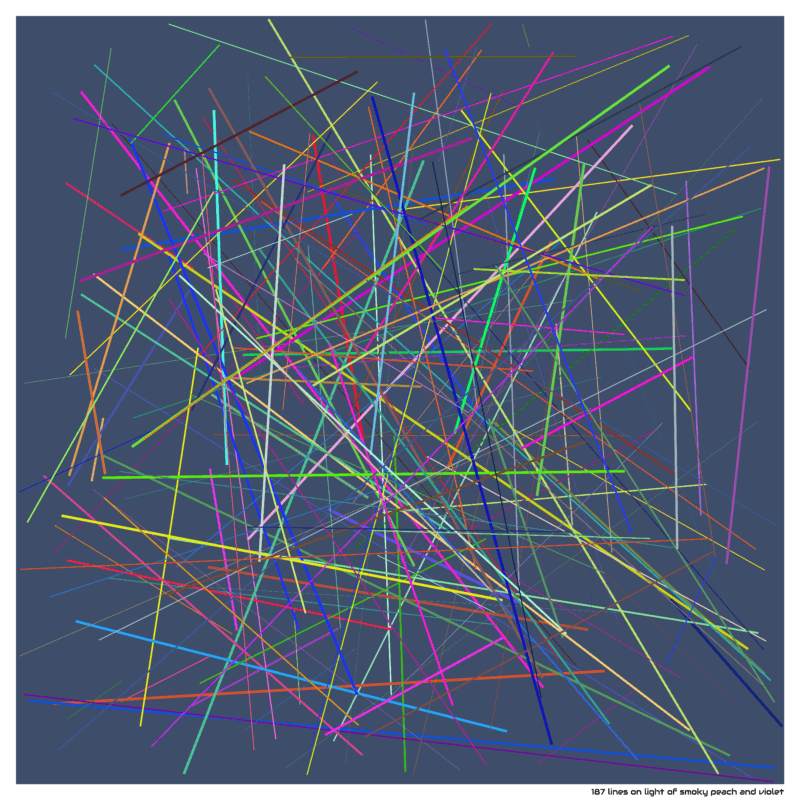187 lines on light of smoky peach and violet
