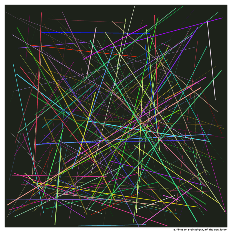 187 lines on stained gray of the conviction