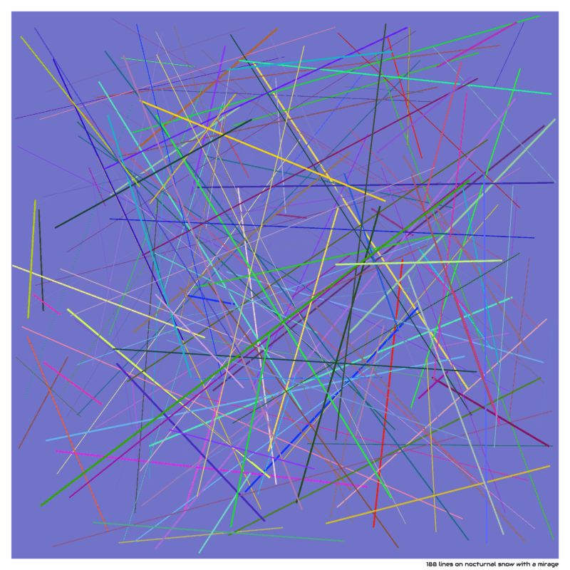 188 lines on nocturnal snow with a mirage