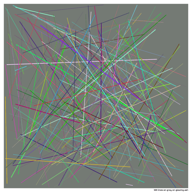 189 lines on gray on glowing ash