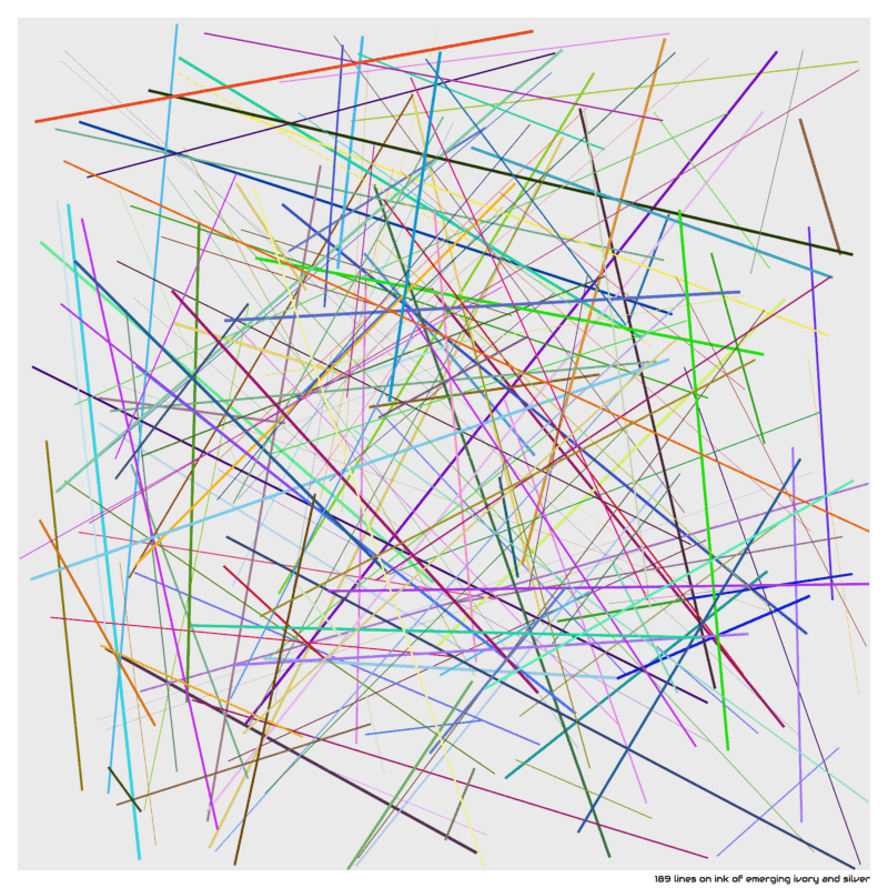 189 lines on ink of emerging ivory and silver