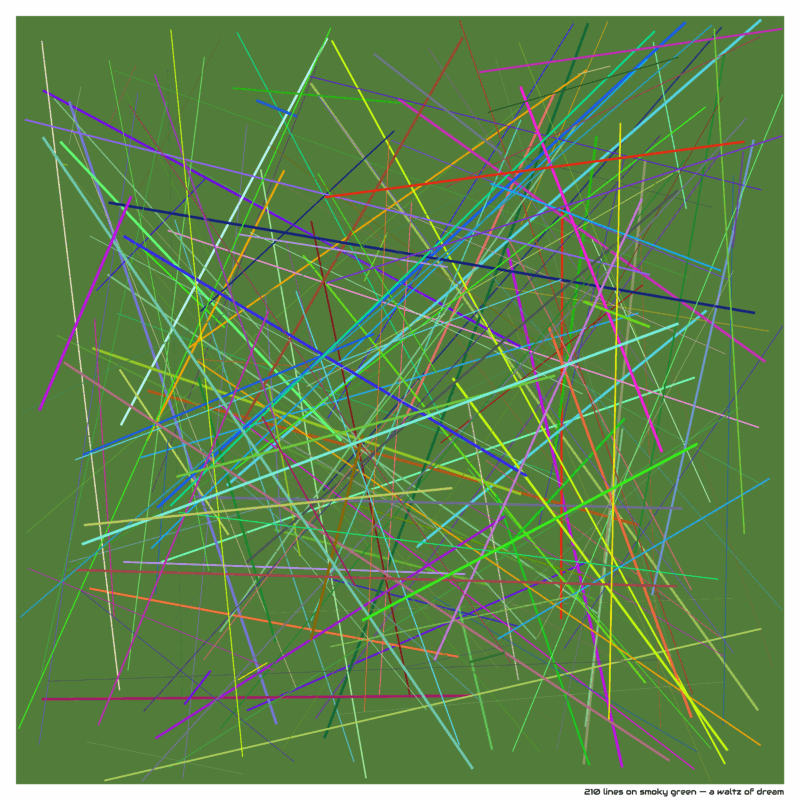 210 lines on smoky green — a waltz of dream