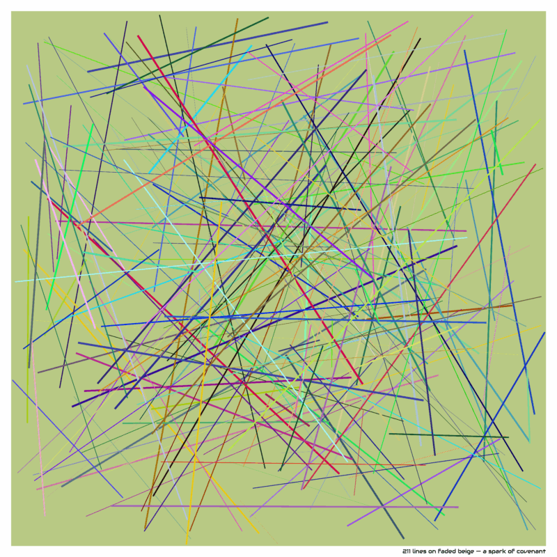 211 lines on faded beige — a spark of covenant