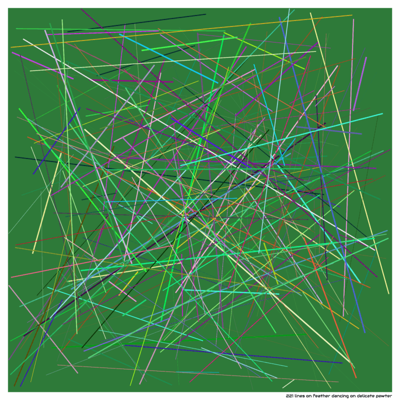 221 lines on feather dancing on delicate pewter