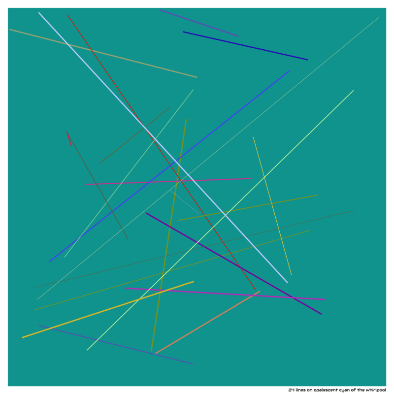 24 lines on opalescent cyan of the whirlpool