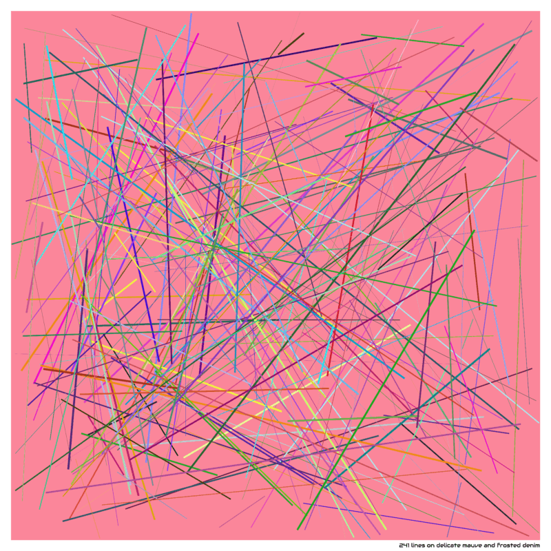241 lines on delicate mauve and frosted denim