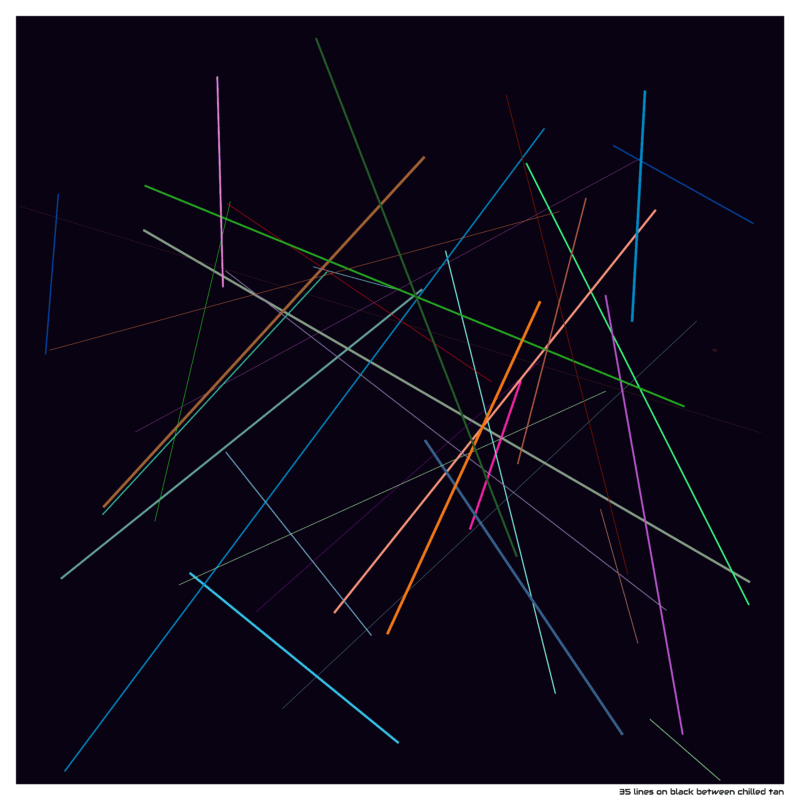 35 lines on black between chilled tan
