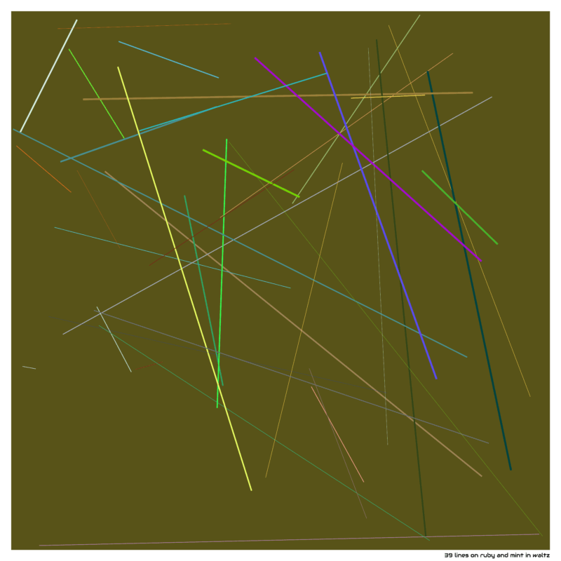 39 lines on ruby and mint in waltz