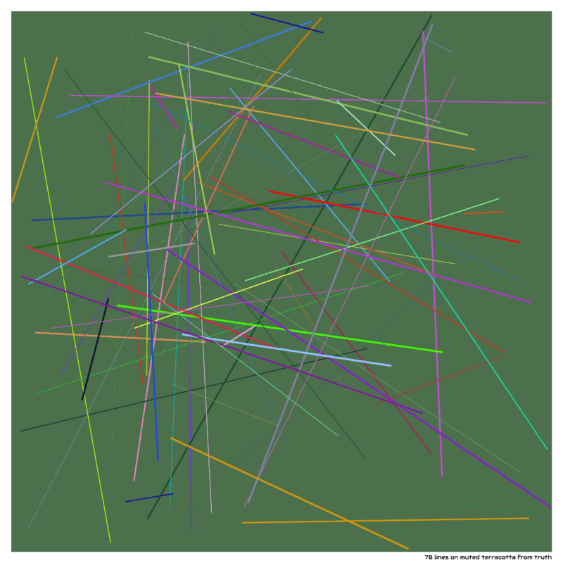 78 lines on muted terracotta from truth