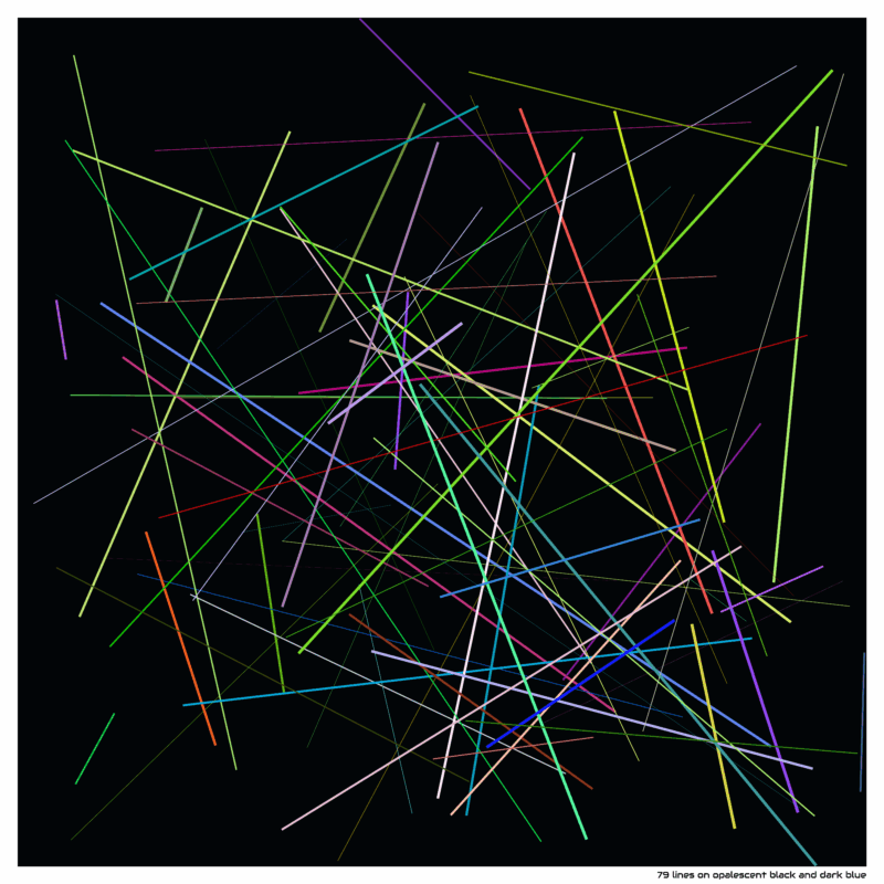 79 lines on opalescent black and dark blue