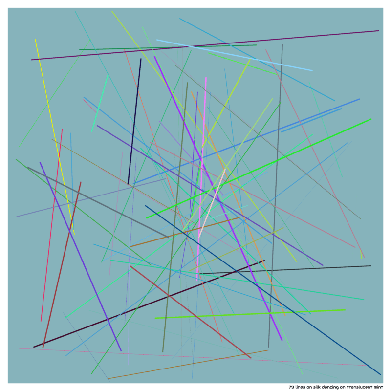 79 lines on silk dancing on translucent mint