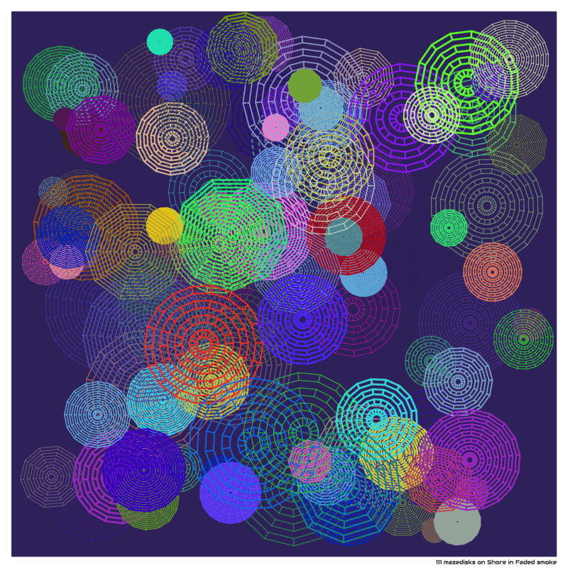 111 mazedisks on Shore in Faded smoke