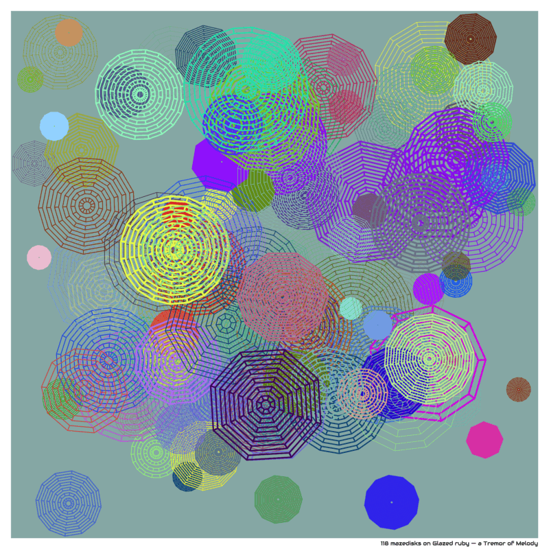 118 mazedisks on Glazed ruby — a Tremor of Melody