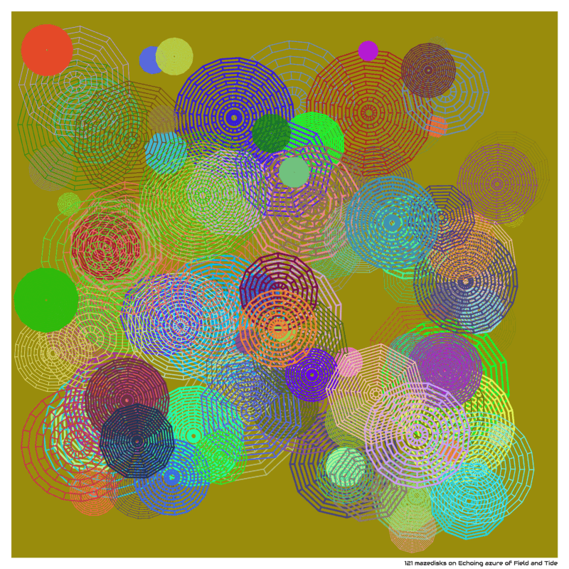121 mazedisks on Echoing azure of Field and Tide