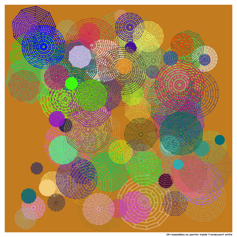 134 mazedisks on pewter inside Translucent white