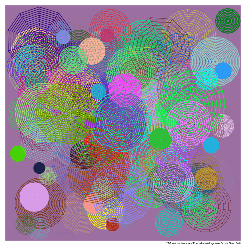 156 mazedisks on Translucent green from Dustfall