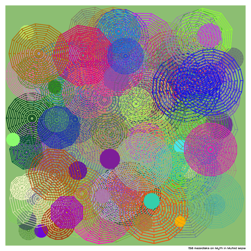 158 mazedisks on Myth in Muted sepia
