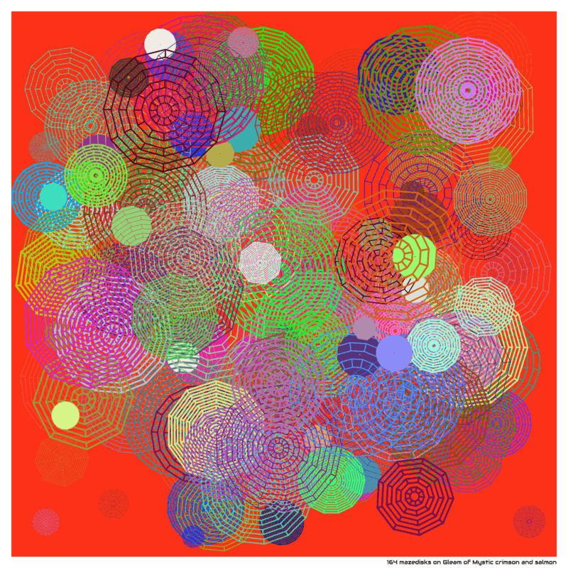 164 mazedisks on Gleam of Mystic crimson and salmon