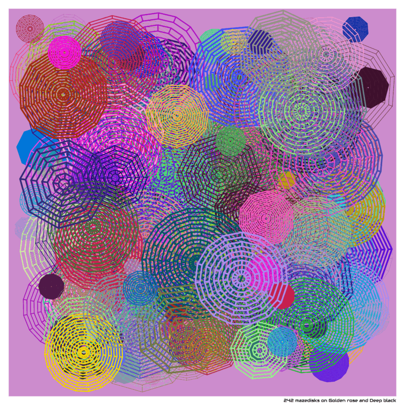 242 mazedisks on Golden rose and Deep black