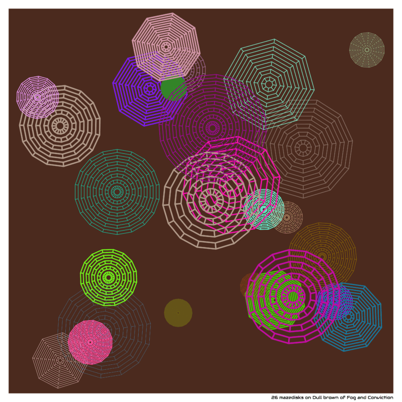 26 mazedisks on Dull brown of Fog and Conviction