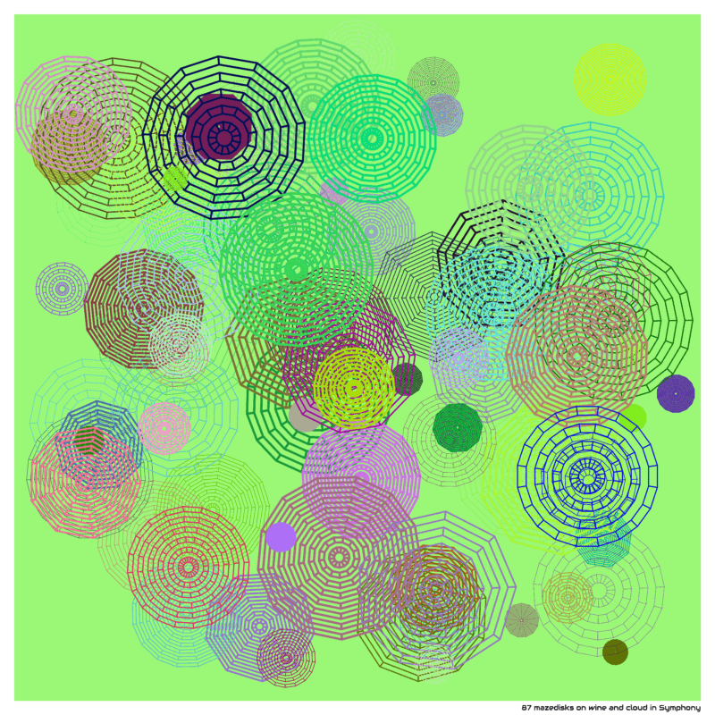 87 mazedisks on wine and cloud in Symphony