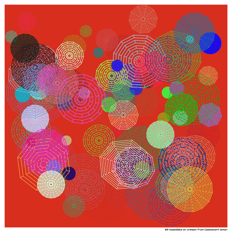 89 mazedisks on crimson from Opalescent lemon