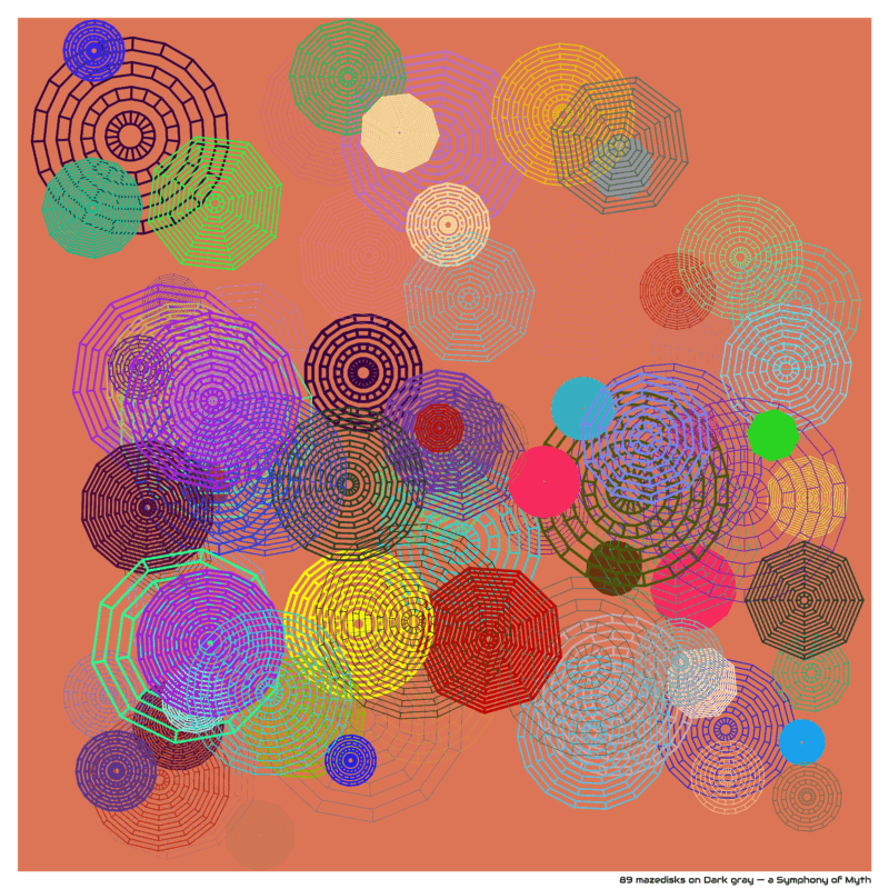 89 mazedisks on Dark gray — a Symphony of Myth