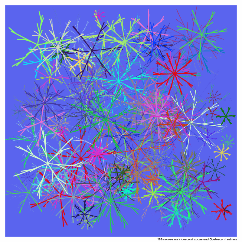 156 nerves on Iridescent cocoa and Opalescent salmon