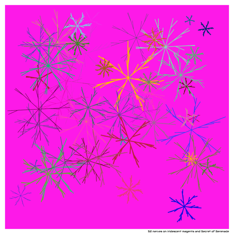 52 nerves on Iridescent magenta and Secret of Serenade