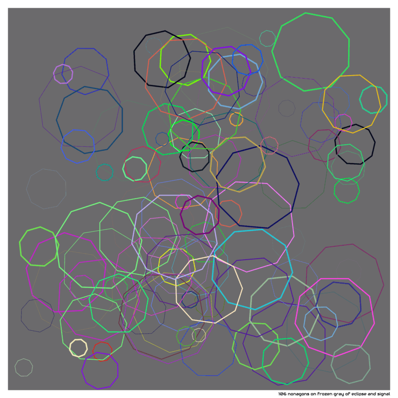 106 nonagons on frozen gray of eclipse and signal