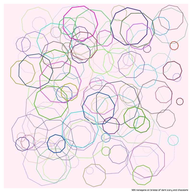 109 nonagons on breeze of dark ivory and chocolate