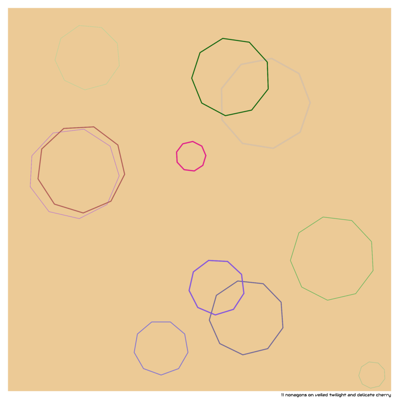 11 nonagons on veiled twilight and delicate cherry