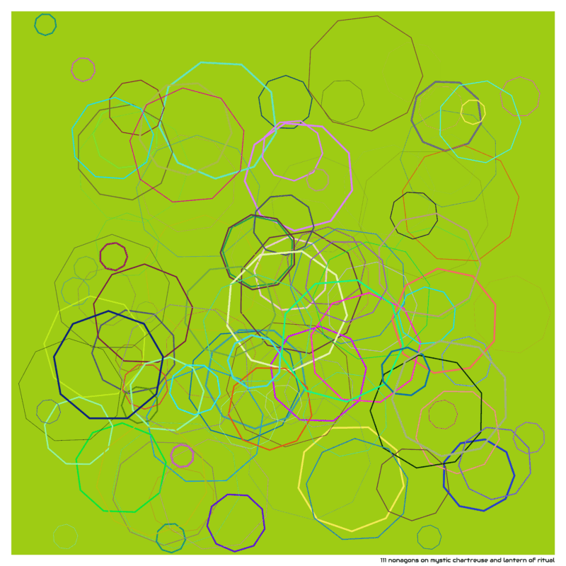 111 nonagons on mystic chartreuse and lantern of ritual