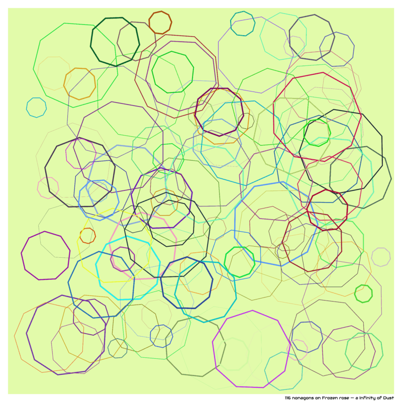 116 nonagons on Frozen rose — a Infinity of Dust