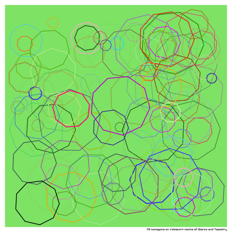 119 nonagons on Iridescent mocha of Glance and Tapestry