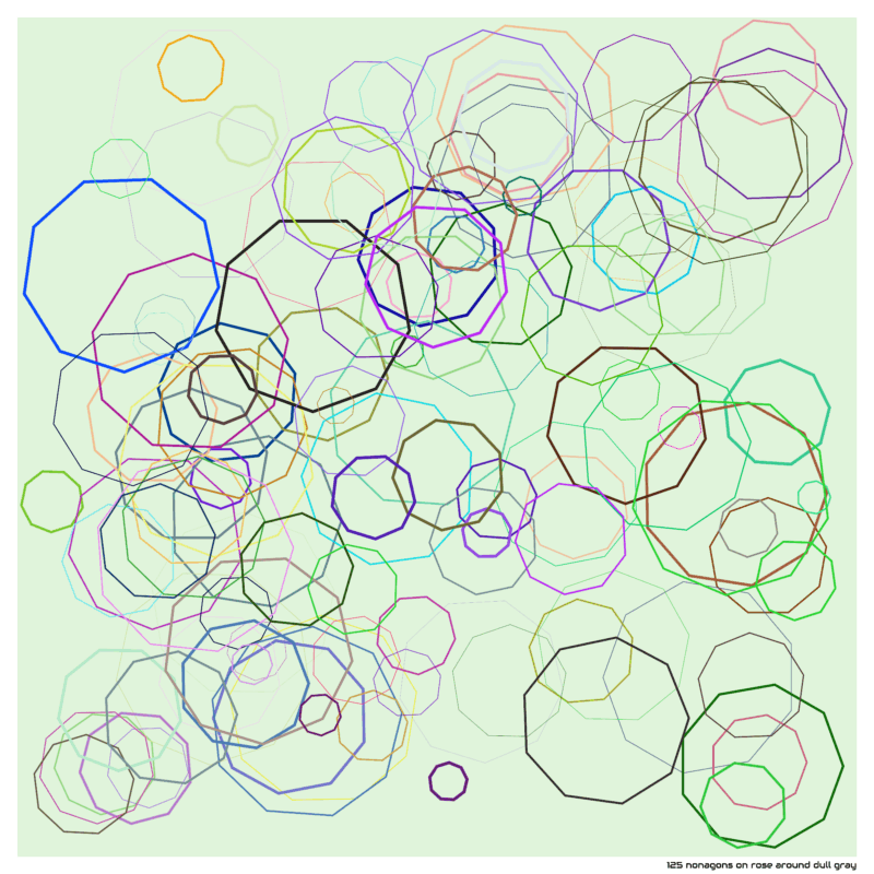 125 nonagons on rose around dull gray