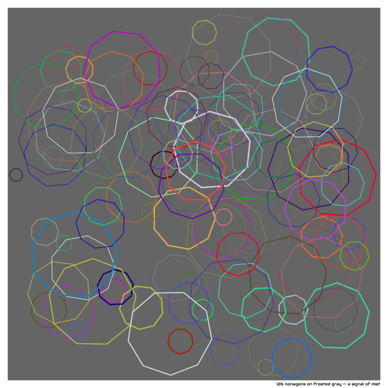 126 nonagons on frosted gray — a signal of mist